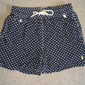 Black and white polka dot Polo bathing suit